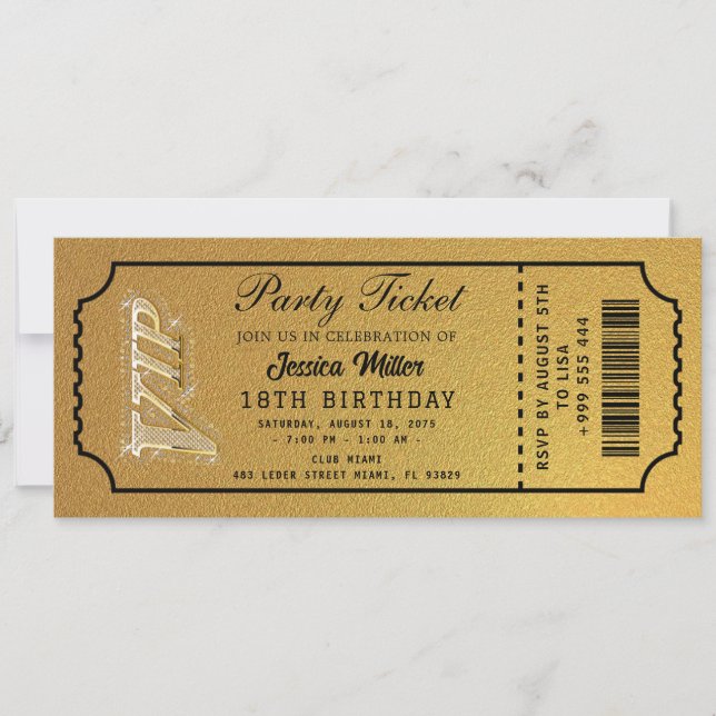 Golden Party Ticket Invitation (Devant)