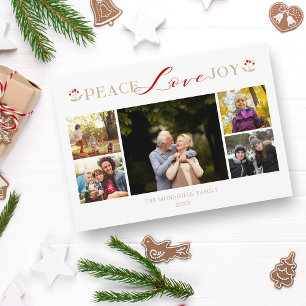 Golden Peace Love Joy 5 Photos Collage Noël