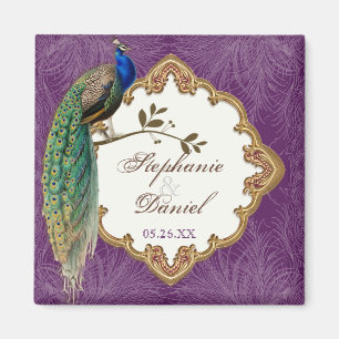 Golden Peacock & Swirls - Save the Date Magnet