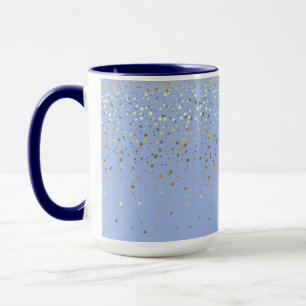 Golden Petite Stars Mug à café à deux tons - bleu