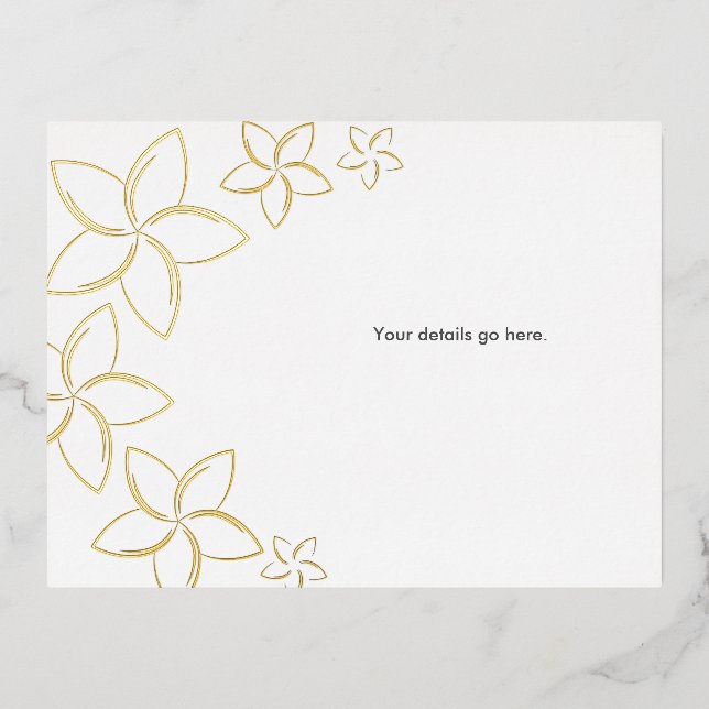 Golden Plumeria Mariage Enclôture Carte Real Foil (Recto)