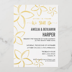 Golden Plumeria Vow Renouvellement Invitation Nous