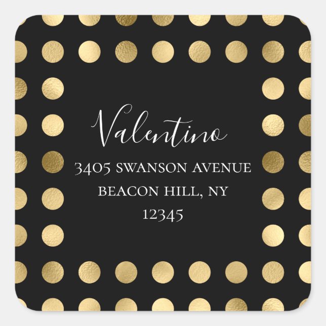 Golden Polka Dot Adresse de retour Sticker rond (Devant)