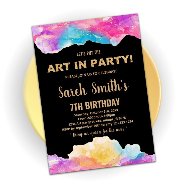 Golden Purple Peinture Invitations Anniversaire (Créateur téléchargé)