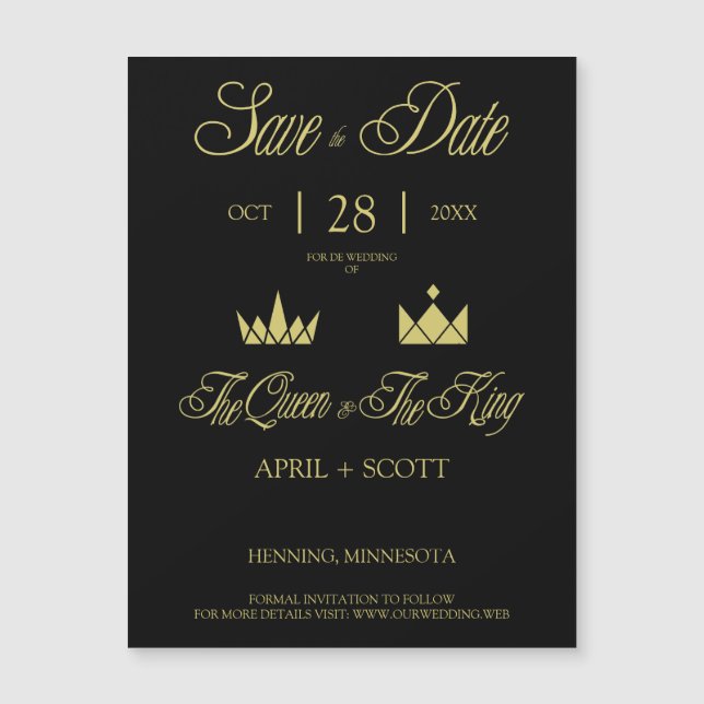 Golden Queen & King Crowns for Wedding (Devant)