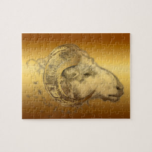 Golden Ram Année Chinese Zodiac Puzzle