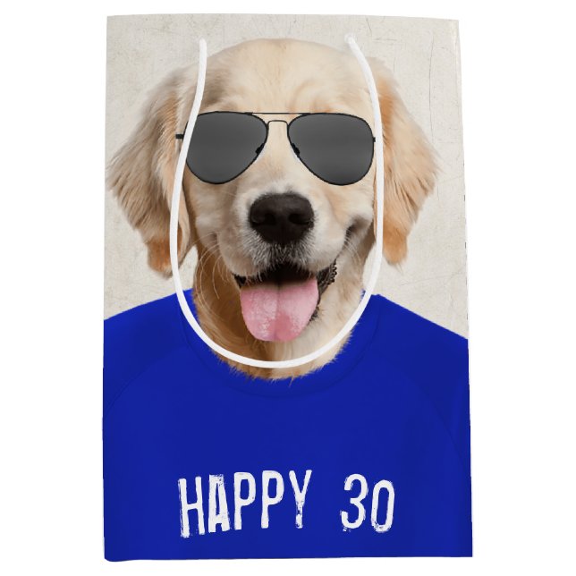 Golden Retriever 30th Birthday Medium Cadeau sac (Devant)