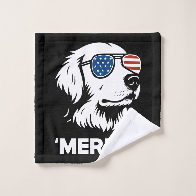 Golden Retriever 4 juillet Merica (Gant de toilette)