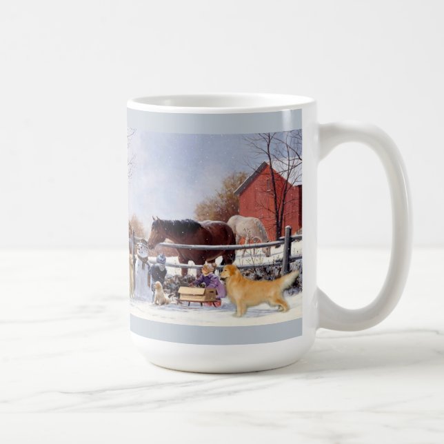 Golden retriever à la tasse de ferme (Droite)