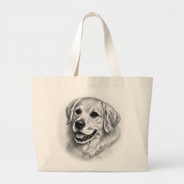 Golden Retriever Artistic Sketch Portrait Tote Bag (Devant)