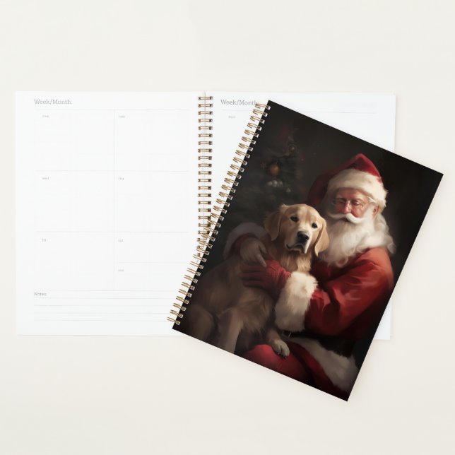 Golden Retriever avec le Père Noël Noël (Devant avec enveloppe)