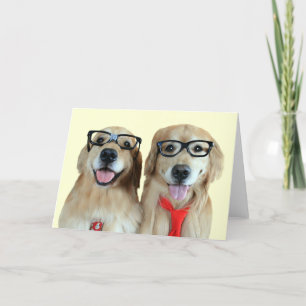 Golden Retriever avec lunettes Nerd Carte de voeux