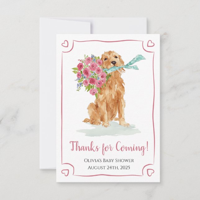 Golden Retriever Baby shower Merci Cartes (Devant)
