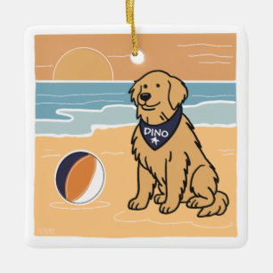 Golden Retriever Beach Ornement de Noël