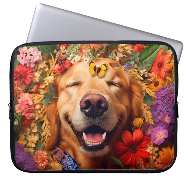 Golden Retriever Chien avec sac d'ordinateur porta (Devant)