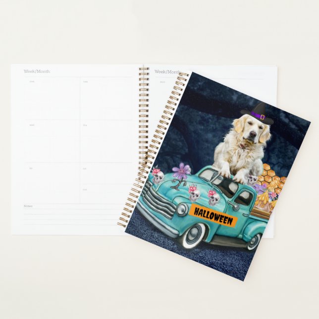 Golden Retriever Chien Halloween Camion Effrayant  (Devant avec enveloppe)