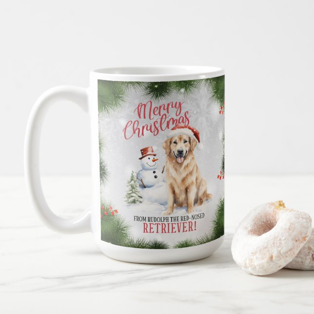 Golden Retriever Chien Pun Christmas Coffee Mug (Avec donut)