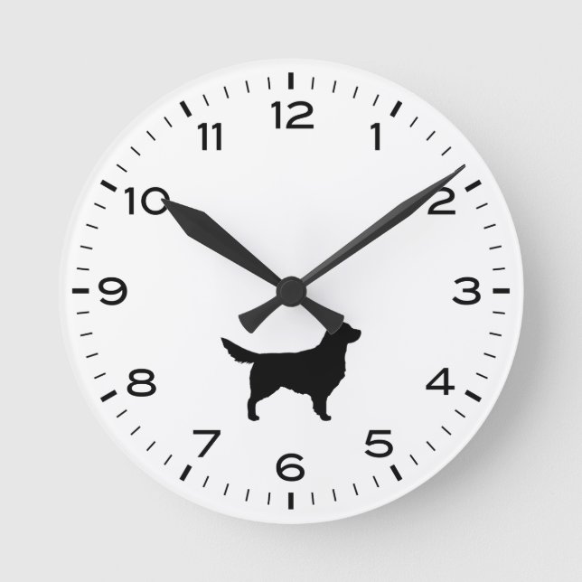 Golden Retriever Chien Silhouette Horloge ronde (Recto)