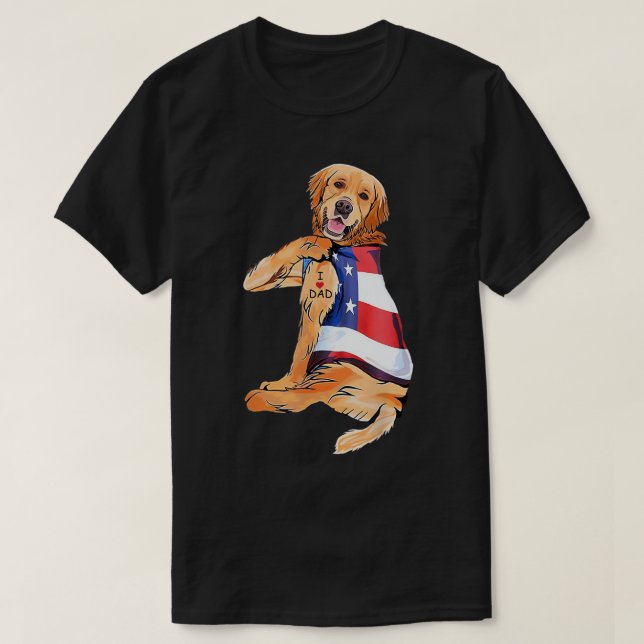 Golden Retriever Chien Tattoo J'aime Papa T-shirt (Design devant)