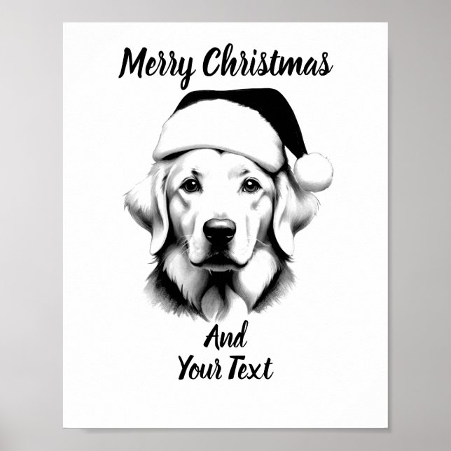 Golden Retriever Christmas Poster Instant Download (Devant)
