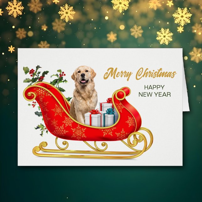 Golden Retriever Christmas Sleigh Card (Créateur téléchargé)