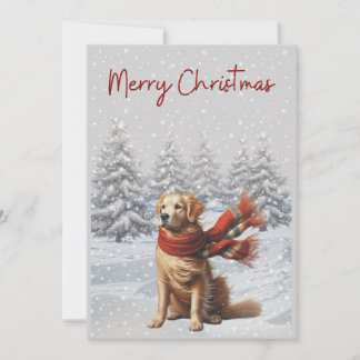 Golden Retriever dans la neige carte de Noël