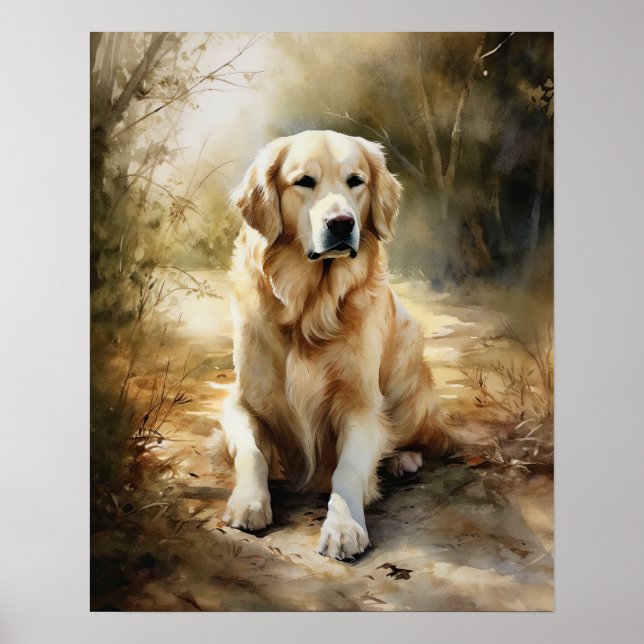 Golden Retriever Dog Art Imprimer Poster (Devant)