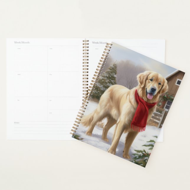 Golden Retriever Dog in Snow Christmas (Devant avec enveloppe)