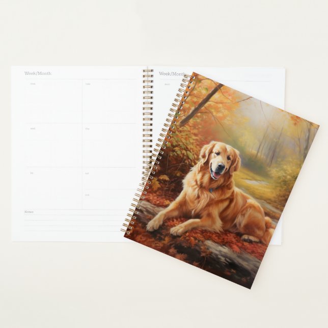 Golden Retriever en automne Leaves automne Inspire (Devant avec enveloppe)