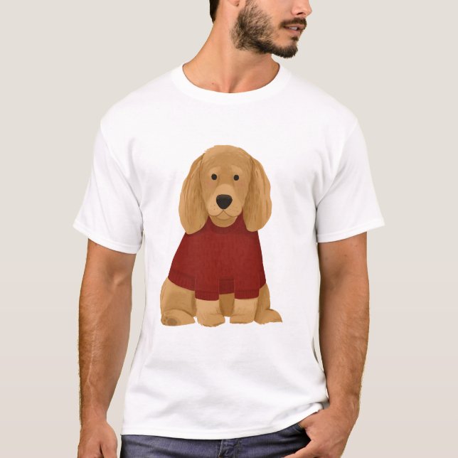 Golden Retriever en pullover rouge (Devant)