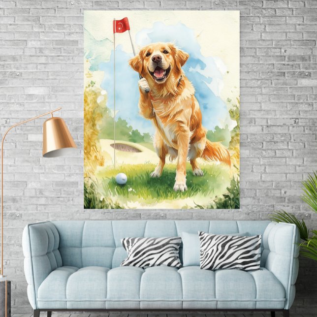 Golden Retriever Golf Watercolor Poster  (Créateur téléchargé)