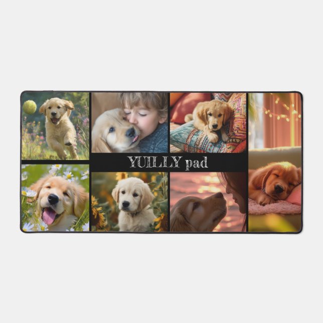 Golden Retriever Happy Collage Mat de bureau (Recto)