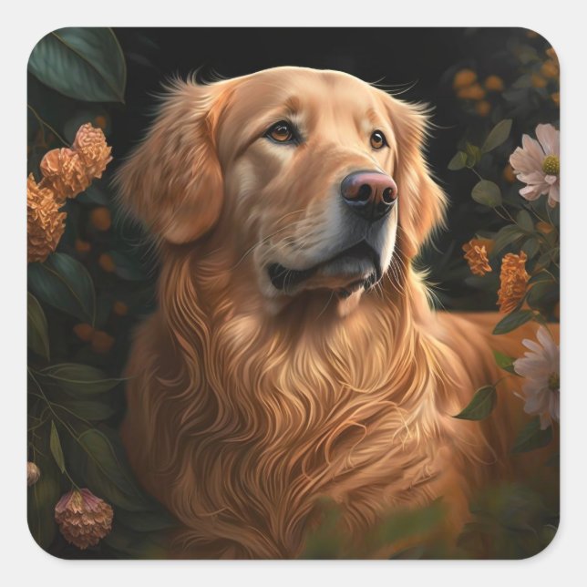 Golden Retriever in the Garden - Sticker (Devant)