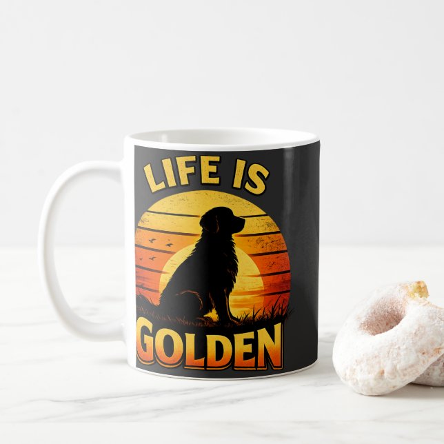 Golden retriever life is golden sunset dog mug (Avec donut)