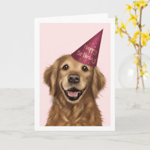Golden Retriever Pink Carte de voeux Anniversaire