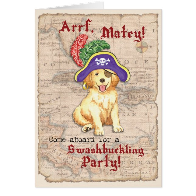 Golden Retriever Pirate Invitation (Devant)