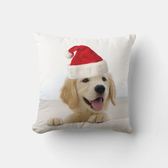 Golden Retriever Puppy Coussin Noël (Recto)