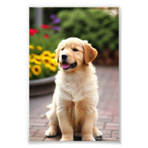 Golden Retriever Puppy Satin Photo agrandissement