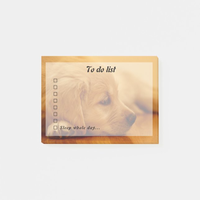 Golden Retriever Puppy To Do List Post-it Notes (Devant)
