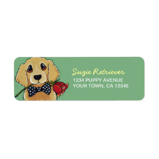 Golden Retriever & Rose | Étiquette de l'adresse d