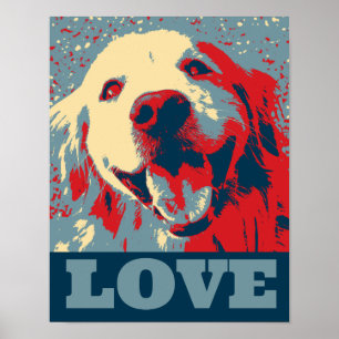 Golden Retriever Styliszed Love Poster