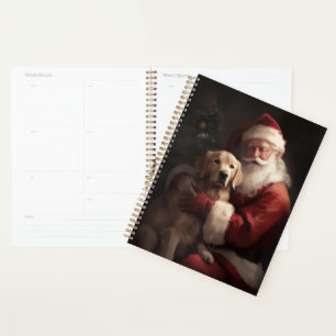 Golden Retriever with Santa Clause Christmas