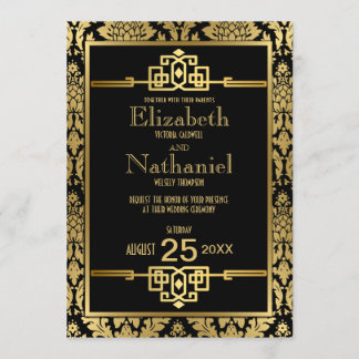 Golden Romance 1920 Art Déco Faire-part de mariage