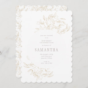 Golden Romantic Floral Invitation Anniversaire