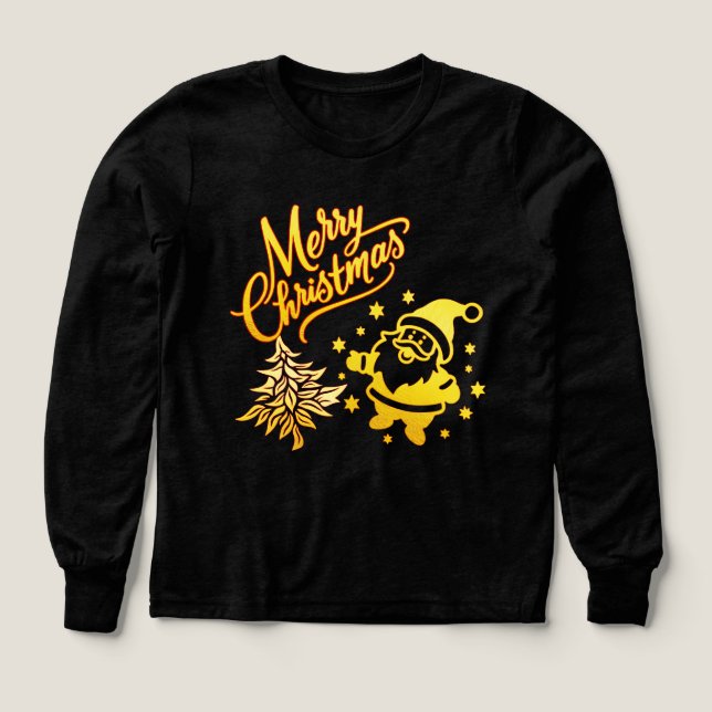 Golden Santa & Tree Christmas Design (Motif recto)