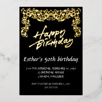 Golden Script Anniversaire Foil Invitation