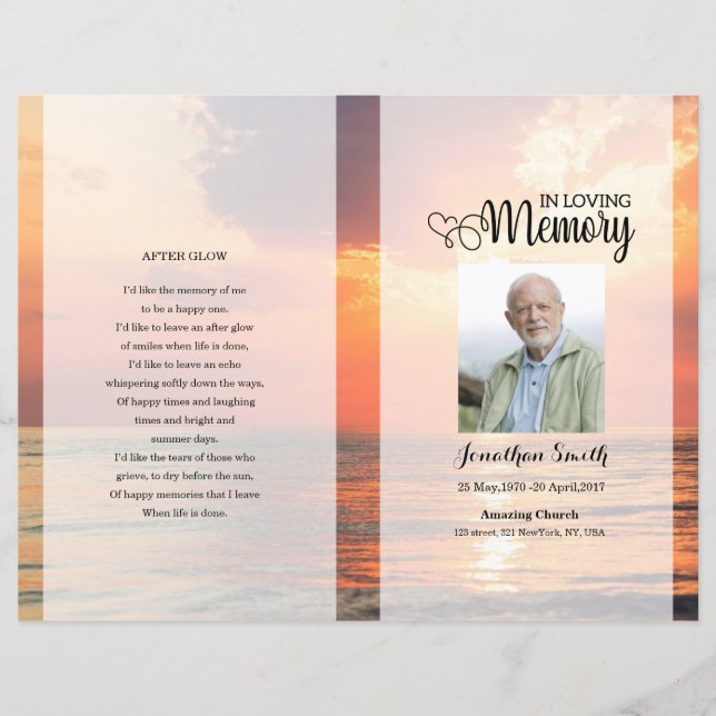 Golden sky Funeral Program template (Devant)