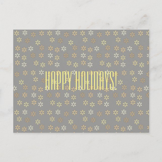 Golden Snowflakes Happy Holidays Carte postale (Devant)