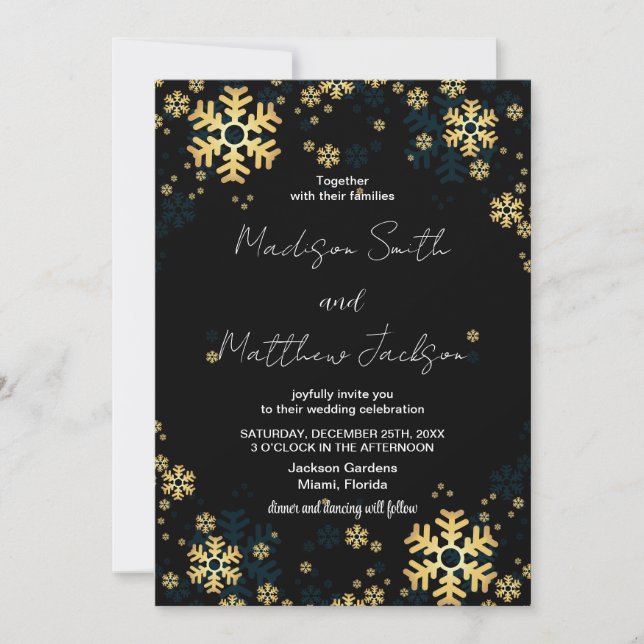 Golden Snows Wedding Invitations (Devant)