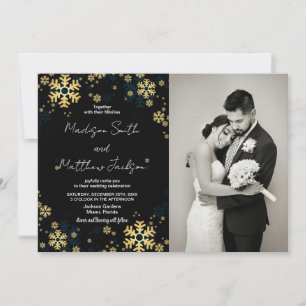 Golden Snows Wedding Invitations avec photo
